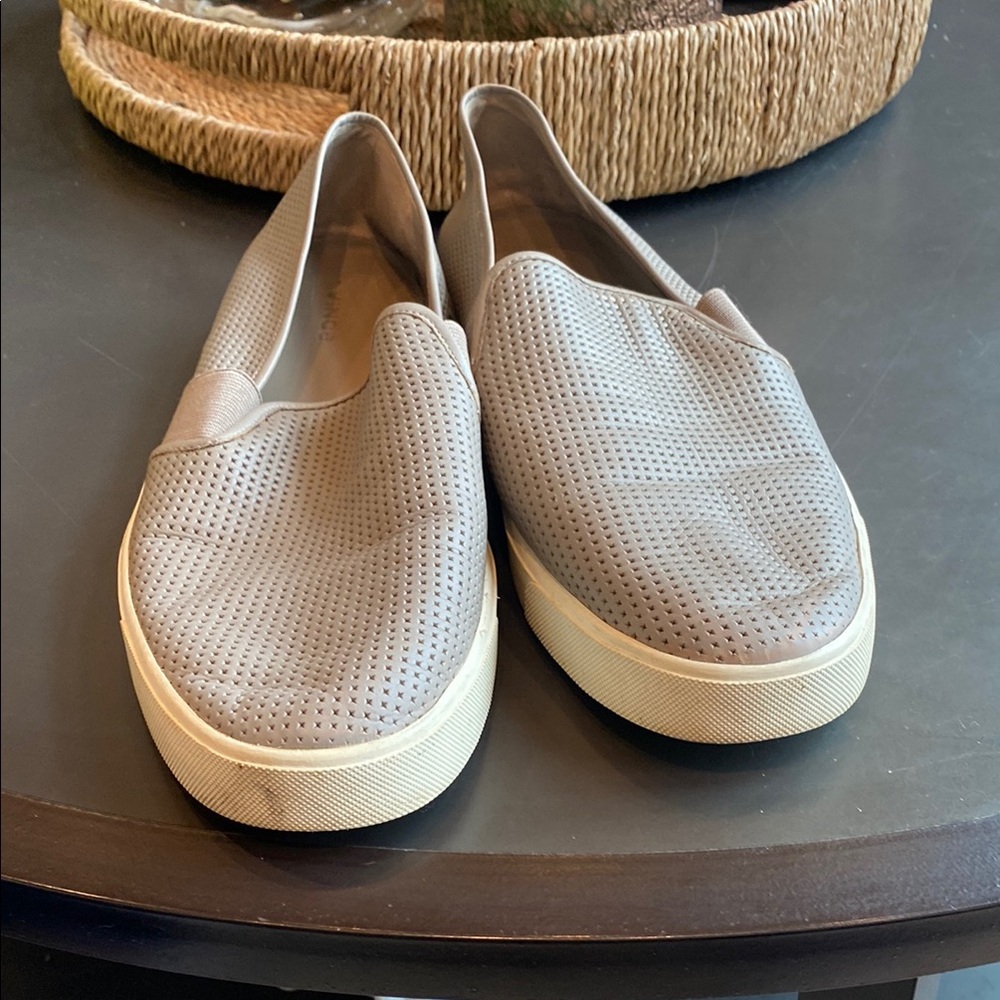 Vince Taupe Gray Perforated Slip-On Shoes